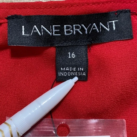 Lane Bryant Womens Cold Shoulder Long Sleeve Ruffle Top Size 16 Red - Picture 10 of 12